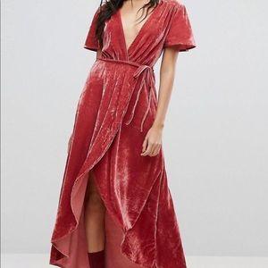 Prettylittlething Velvet Wrap Dress